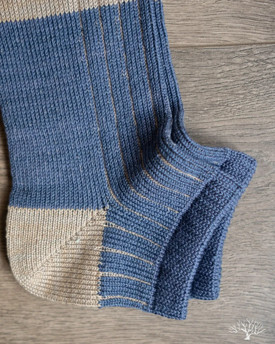 Linen Cotton Anklet Sock - Blue