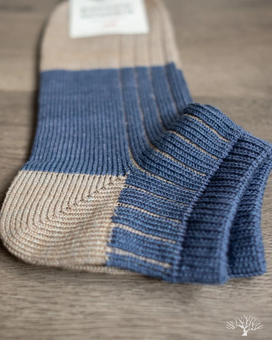 Linen Cotton Anklet Sock - Blue