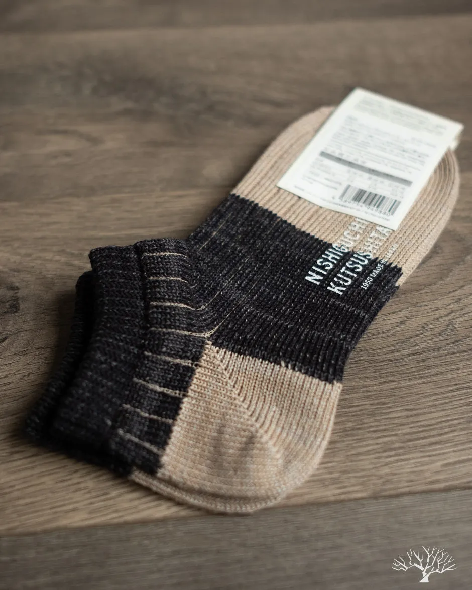 Linen Cotton Anklet Sock - Charcoal