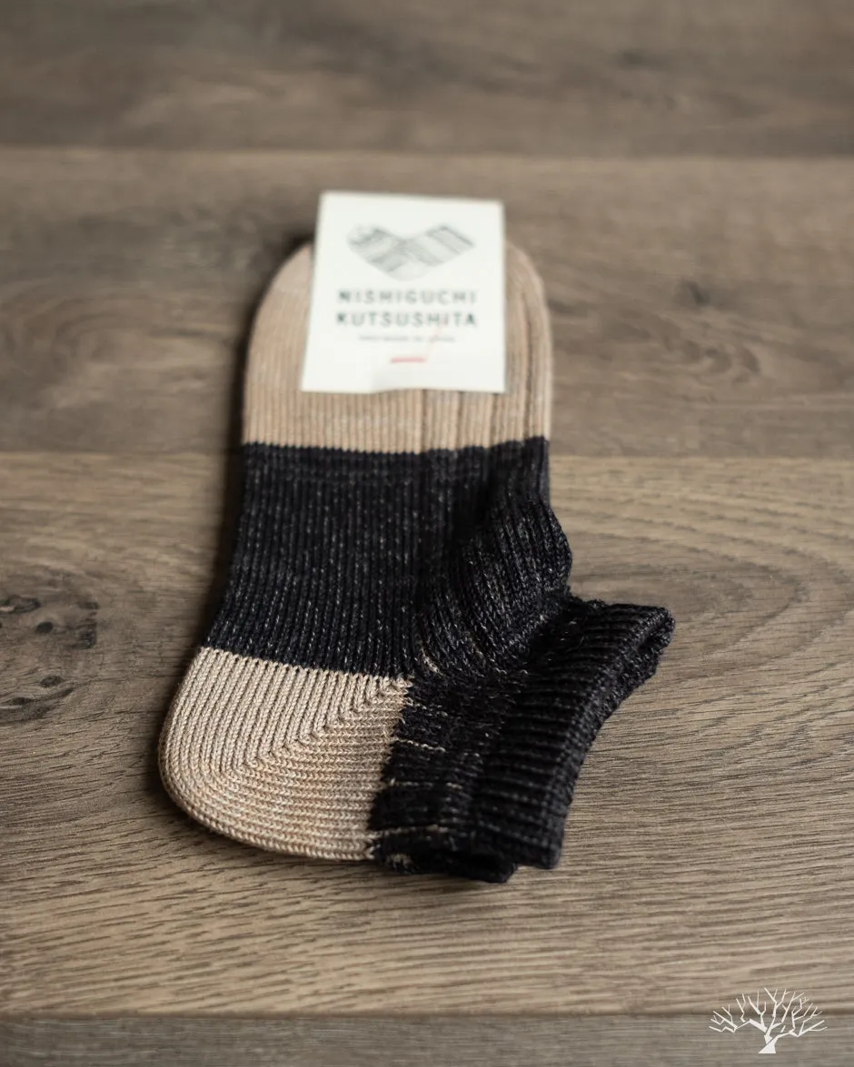 Linen Cotton Anklet Sock - Charcoal