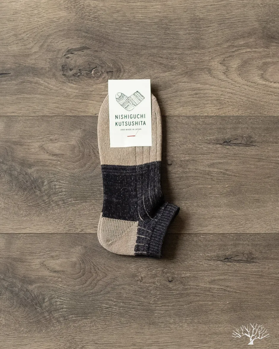 Linen Cotton Anklet Sock - Charcoal