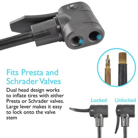 Lumintrail 160 PSI Dual Valve Bike Pump with High Pressure Gauge PM-32B