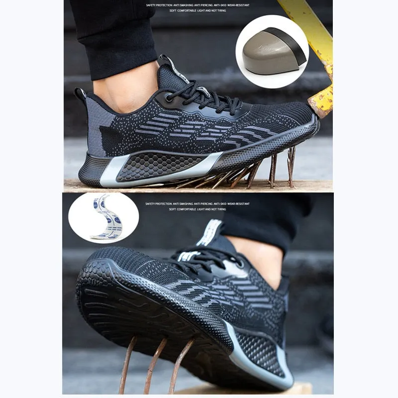 Men Work Safety Shoes Anti-puncture Sneakers Lightweight Construction Indestructible Steel Toe Cap Shoes Boots Male Footwear