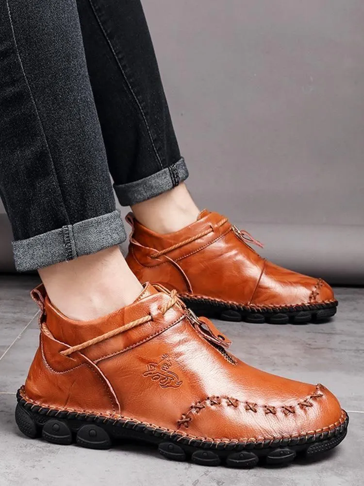 Men's Casual Shoes Leather Ankle Boot Comfortable Shoes