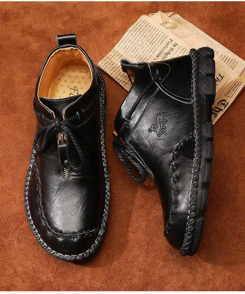 Men's Casual Shoes Leather Ankle Boot Comfortable Shoes