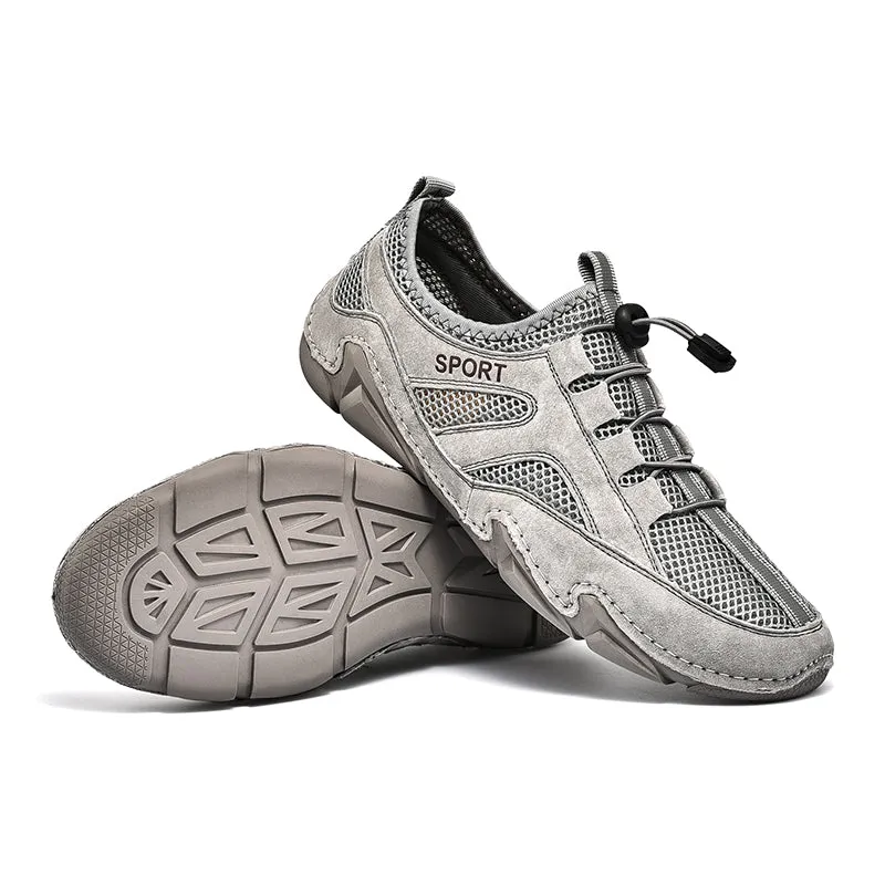Men's Spring/Autumn Leather Casual British Style Breathable Sneakers | Plus Size