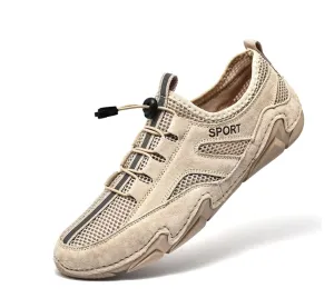 Men's Spring/Autumn Leather Casual British Style Breathable Sneakers | Plus Size