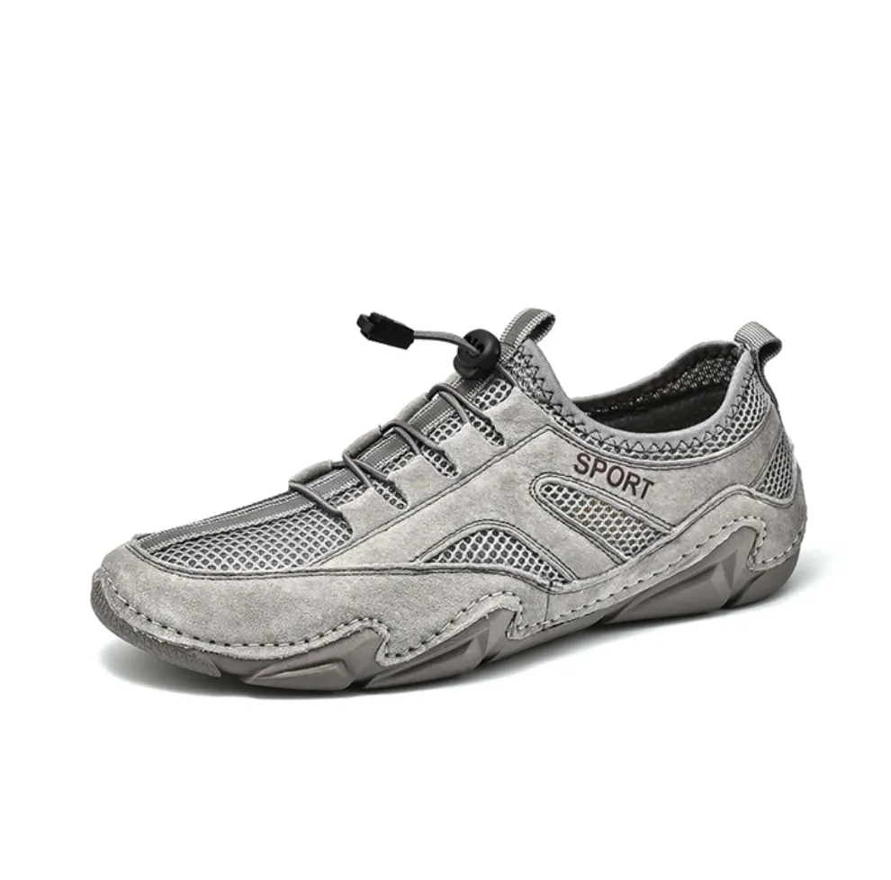 Men's Spring/Autumn Leather Casual British Style Breathable Sneakers | Plus Size