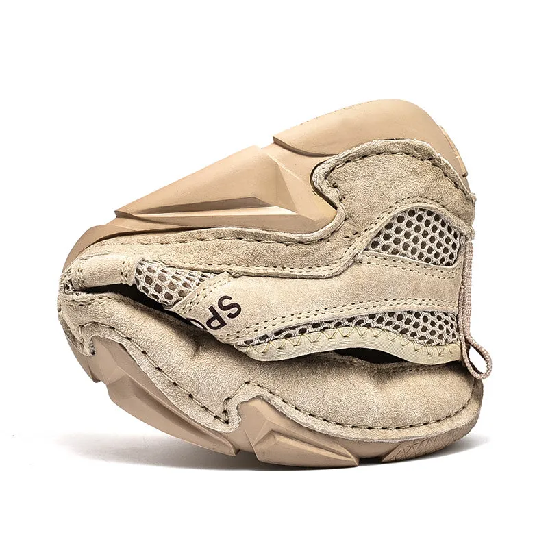 Men's Spring/Autumn Leather Casual British Style Breathable Sneakers | Plus Size