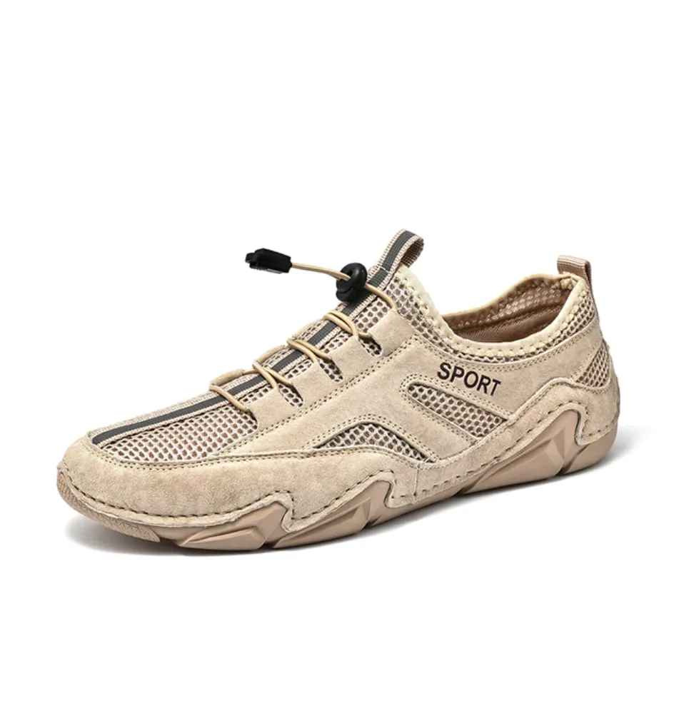 Men's Spring/Autumn Leather Casual British Style Breathable Sneakers | Plus Size
