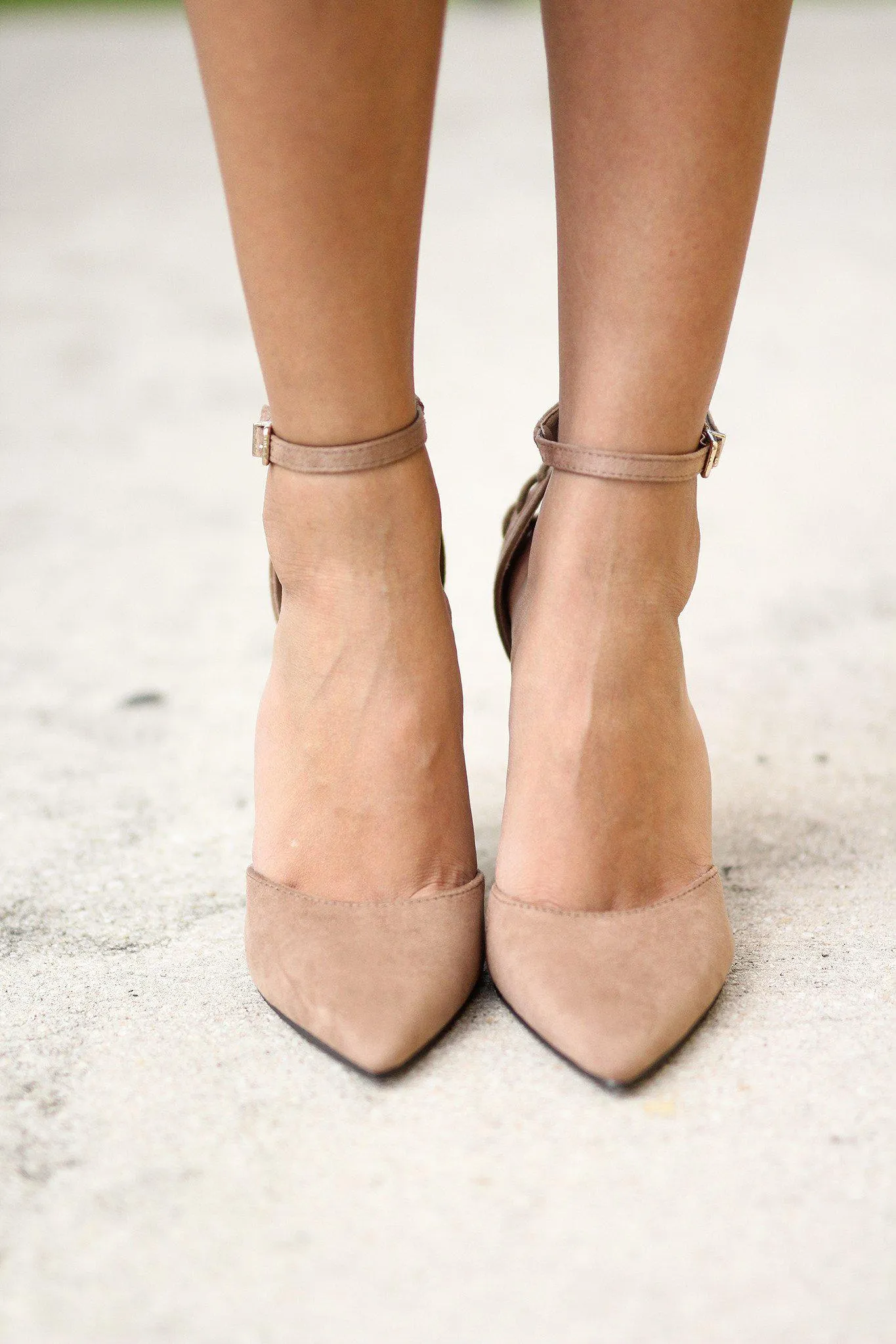Natural Pointed Toe Pump with Ankle Strap
