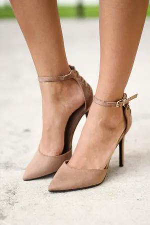 Natural Pointed Toe Pump with Ankle Strap