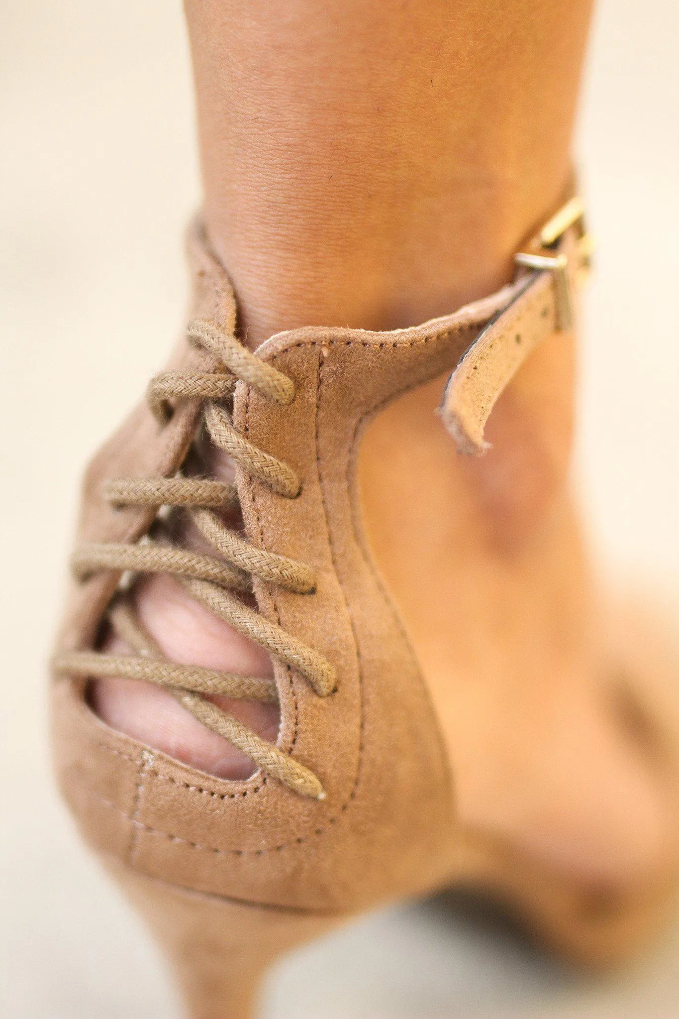 Natural Pointed Toe Pump with Ankle Strap