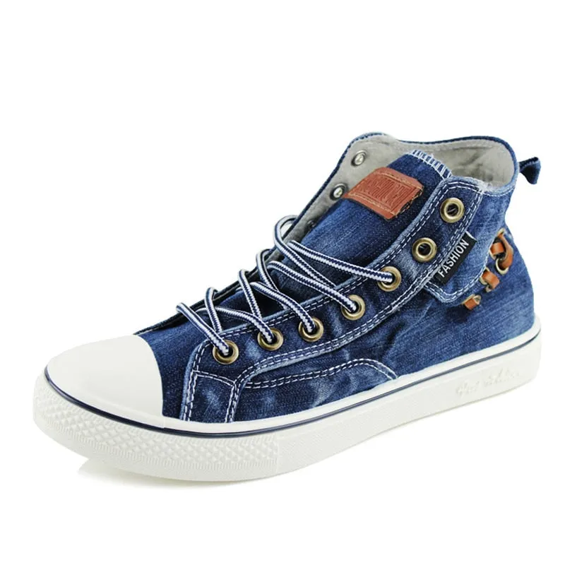 New 2022 Denim Shoes Women Fashion Sneakers High top Women's Sneakers Thick Sole Ladies Brand Shoes Plus Size 42 ZHK040