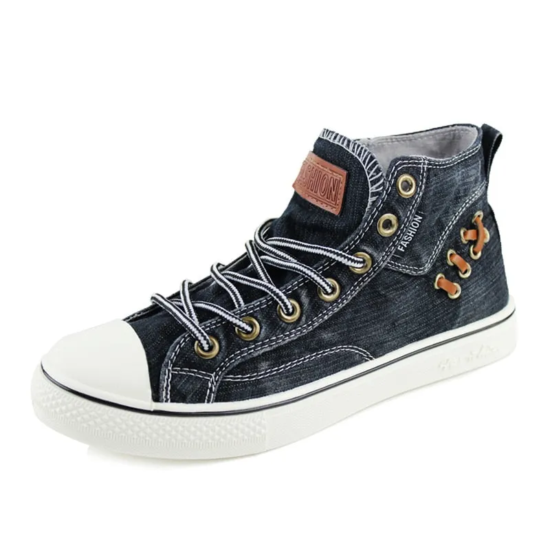 New 2022 Denim Shoes Women Fashion Sneakers High top Women's Sneakers Thick Sole Ladies Brand Shoes Plus Size 42 ZHK040
