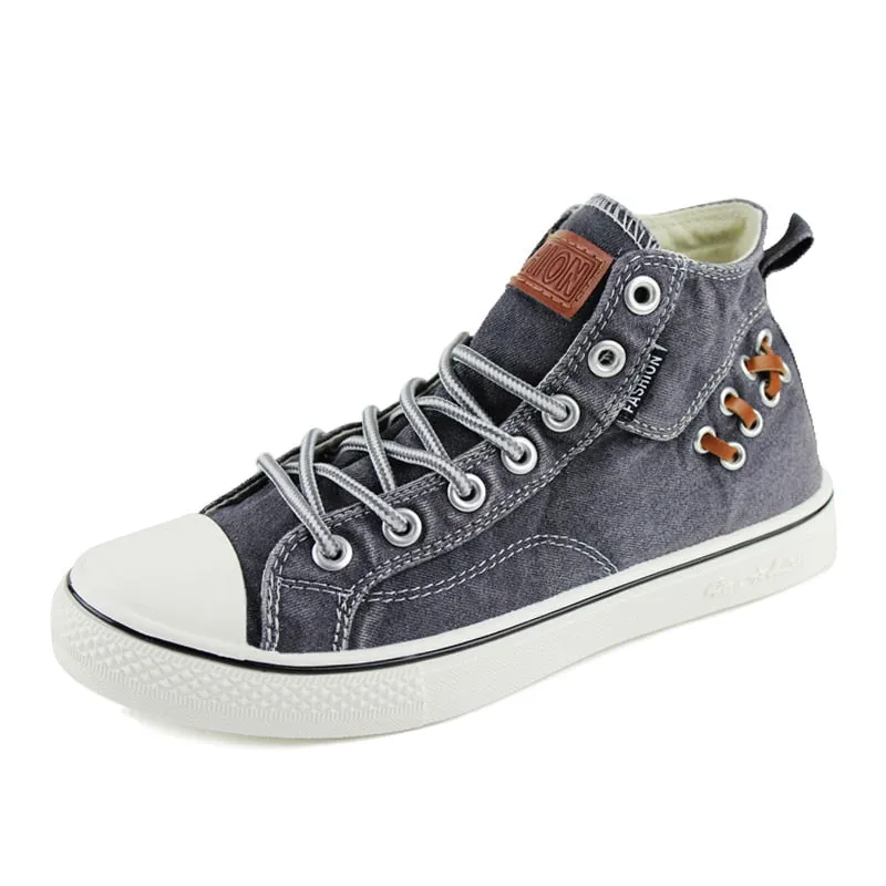 New 2022 Denim Shoes Women Fashion Sneakers High top Women's Sneakers Thick Sole Ladies Brand Shoes Plus Size 42 ZHK040