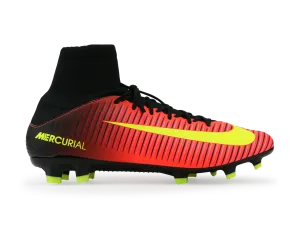 Nike Men's Mercurial Veloce III DF FG Total Crimson/Volt Black/Pink Blast