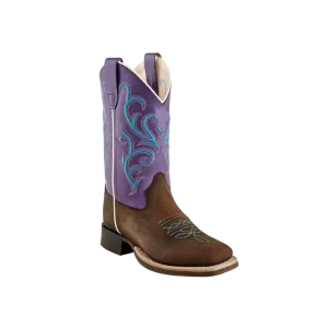 Old West Kid's Brown Purple Boot