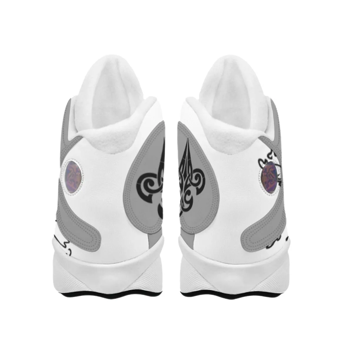 Personalized Gray Red Men's Curved Basketball Shoes With Thick Soles