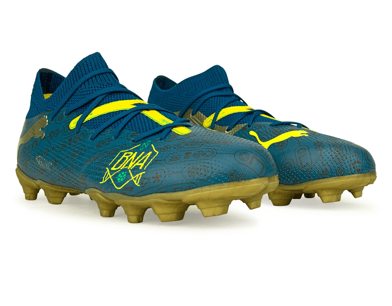 PUMA x Neymar JR Kids Future 7 Match BNA FG/AG Blue/Yellow/Green Gold