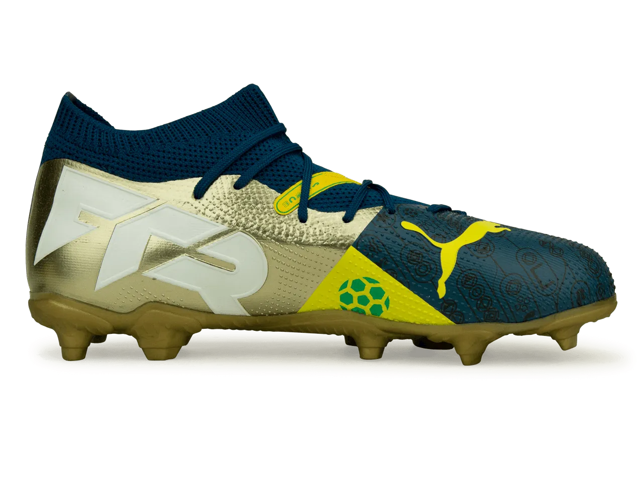 PUMA x Neymar JR Kids Future 7 Match BNA FG/AG Blue/Yellow/Green Gold