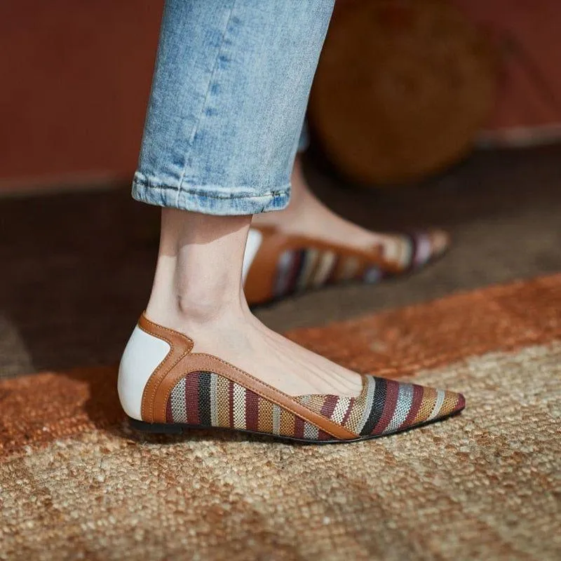Pumps Low Heel Mixed Colors Flats Women's Casual Shoes NOS1207