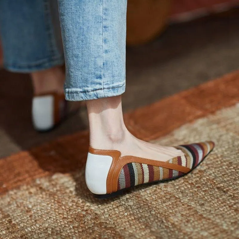 Pumps Low Heel Mixed Colors Flats Women's Casual Shoes NOS1207