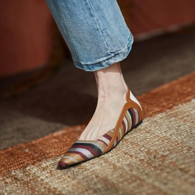 Pumps Low Heel Mixed Colors Flats Women's Casual Shoes NOS1207