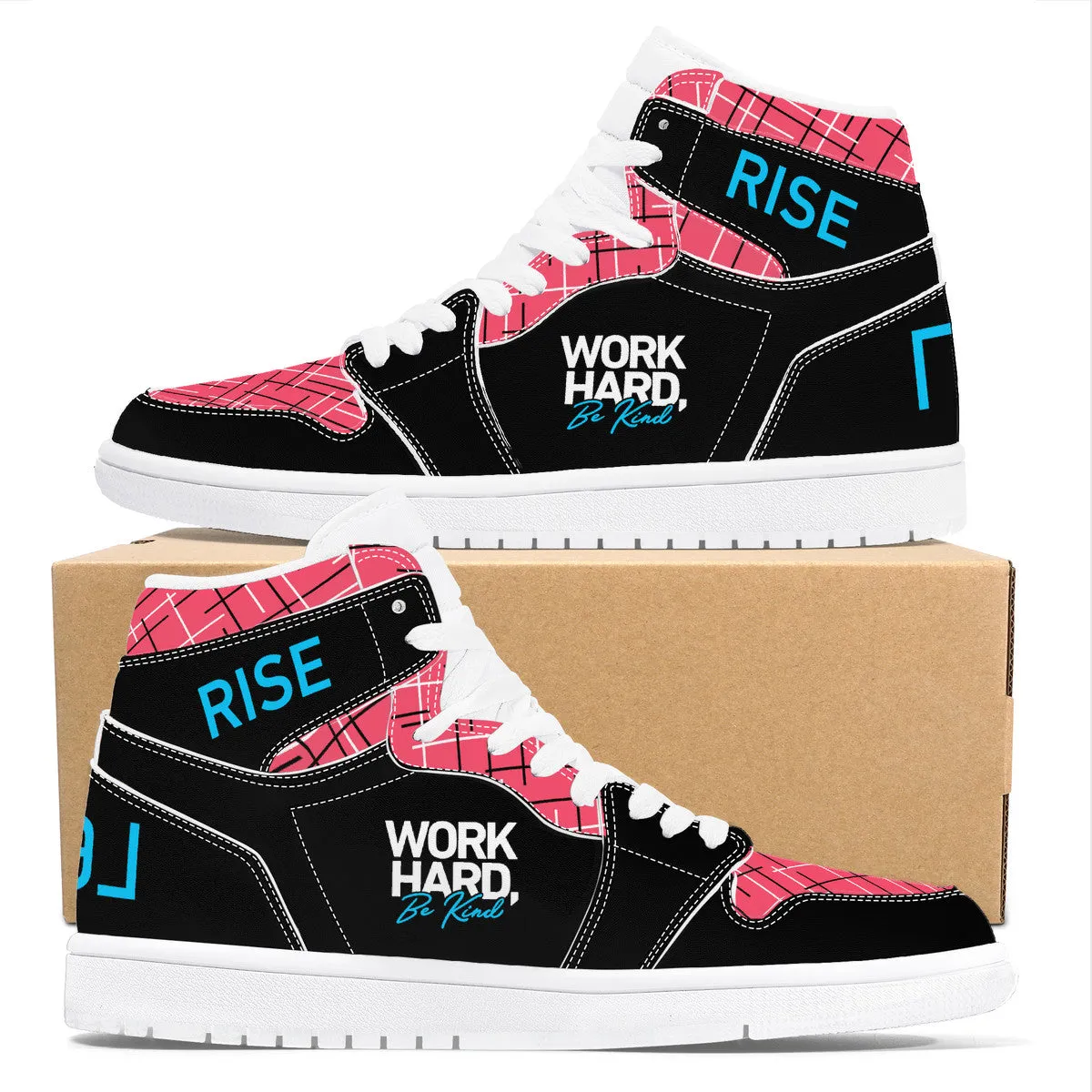Real Rise Work Hard Be Kind -Pink High-Performance Basketball Shoes
