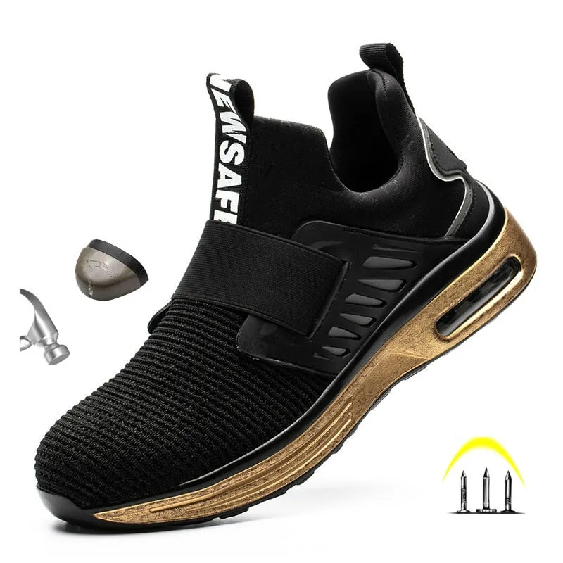 Reflective Men's Safety Shoes Boots With Steel Toe Cap Casual Men's Boots Work Indestructible Shoes Puncture-Proof Work Sneakers