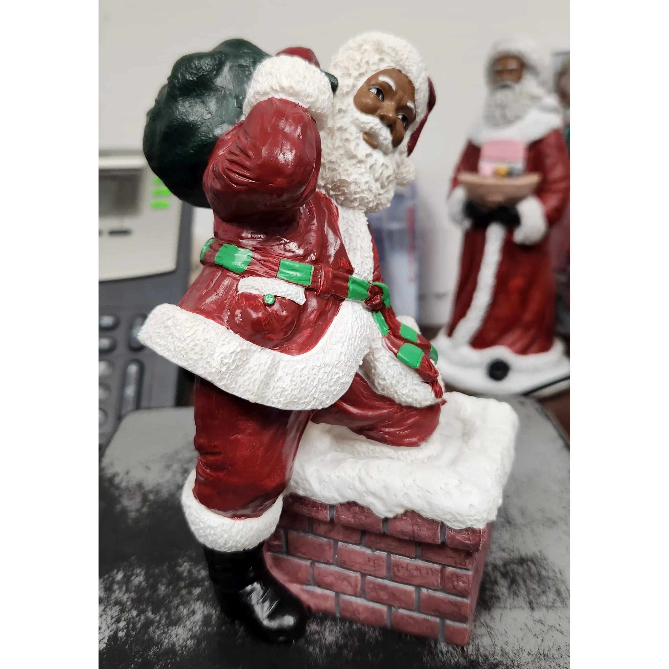 Santa Claus Climbs The Chimney Figurine