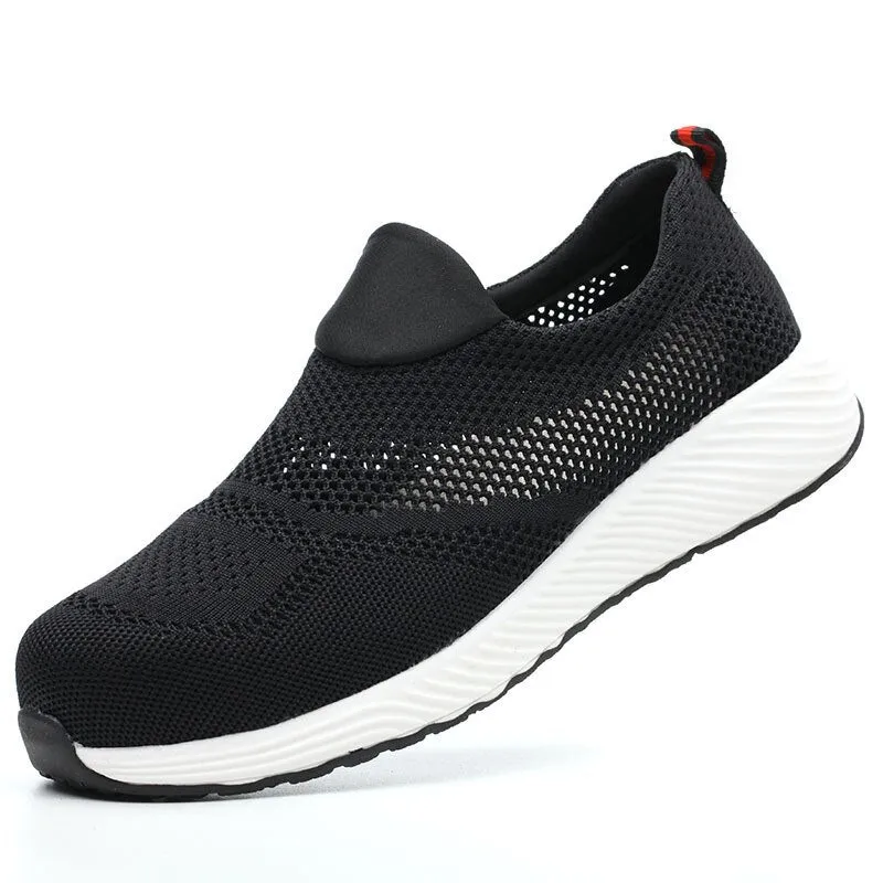 Summer Work Shoes Men Steel Toe Cap Indestructible Sneakers Safety Shoes Lightweight Reflective Strip Construction Boots