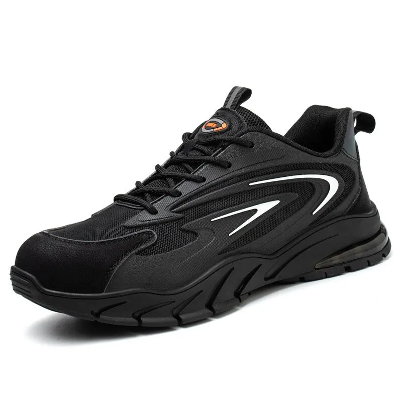 Summer Work Shoes Men Steel Toe Cap Indestructible Sneakers Safety Shoes Lightweight Reflective Strip Construction Boots