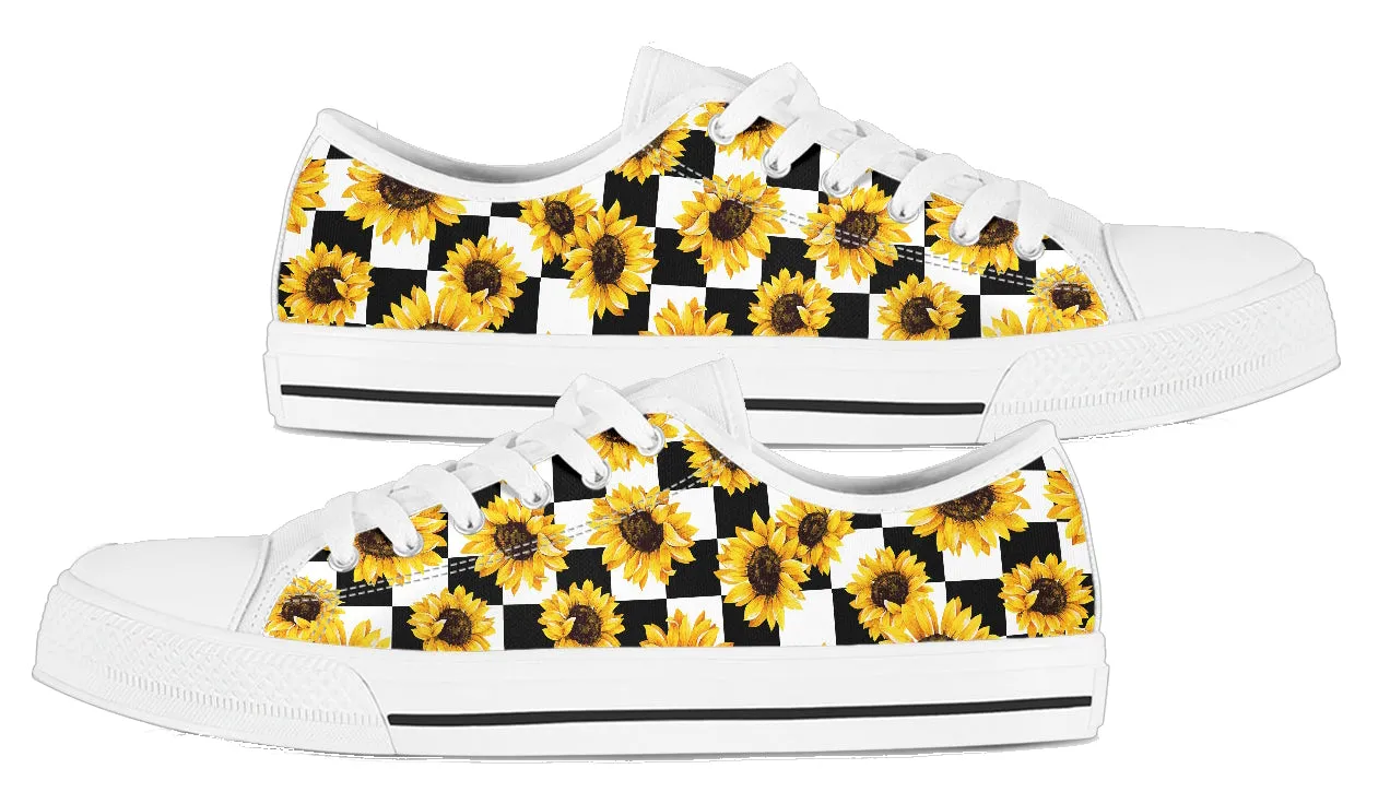 Sunflower Checkerboard Women's Low Top Sneakers