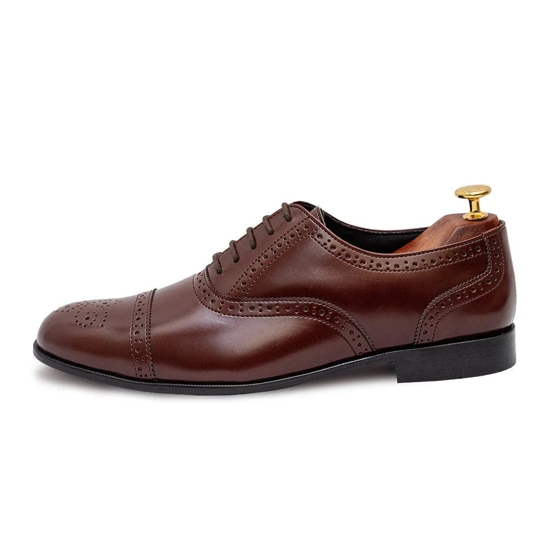 TERRY- DARK TAN BROGUE LACE UP