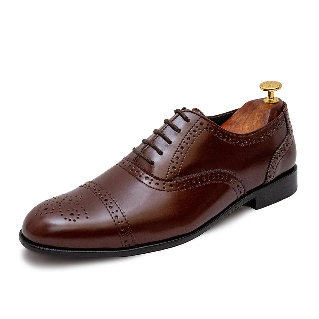TERRY- DARK TAN BROGUE LACE UP