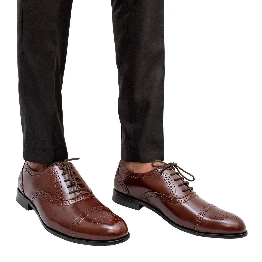 TERRY- DARK TAN BROGUE LACE UP