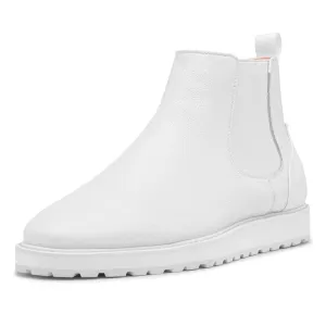 White Men's Slip-On Boot TAYNO Leather Casual Chelsea Sneaker The Mustella-L