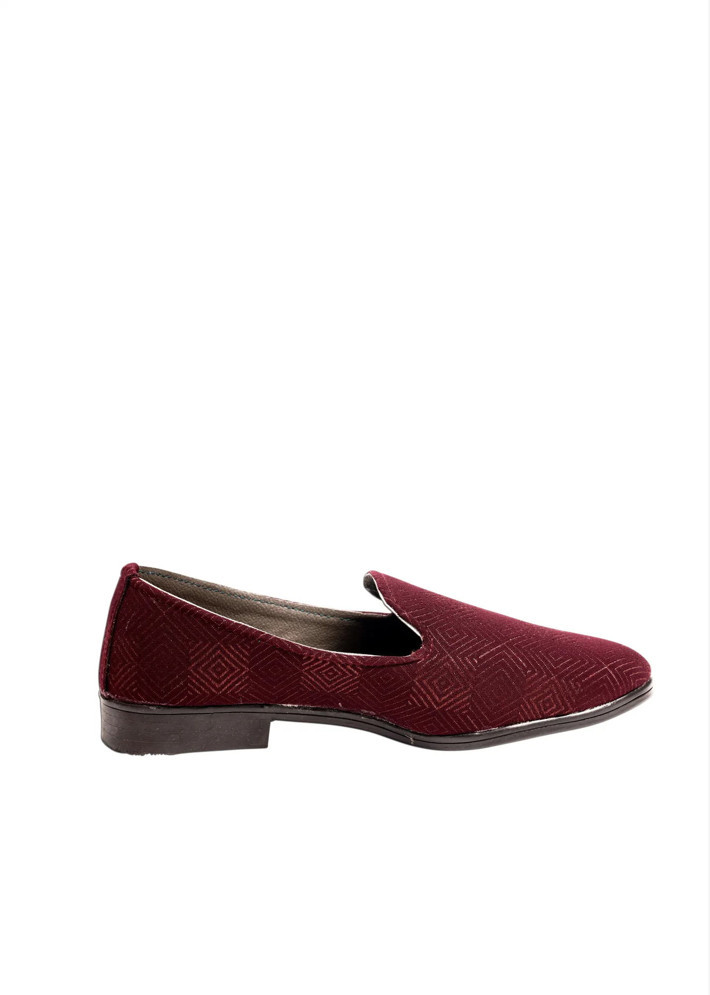 Wine Jacquard Loafer Shoes for Mens