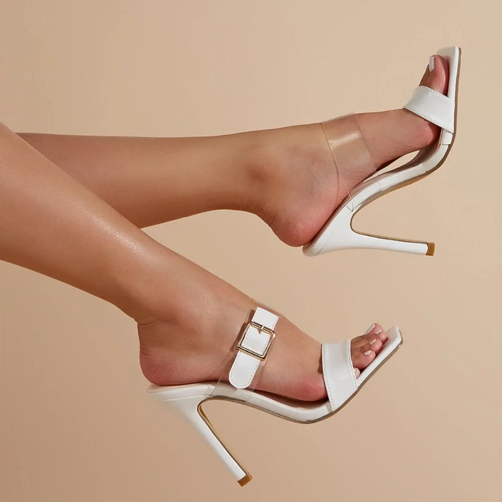 Woman Summer Buckle With Thick Heel