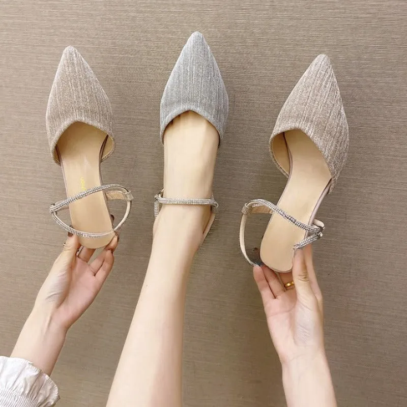 Women Pointed Toe Silver High Heel