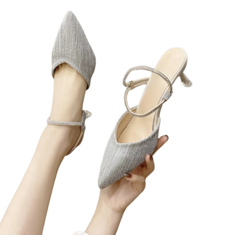 Women Pointed Toe Silver High Heel