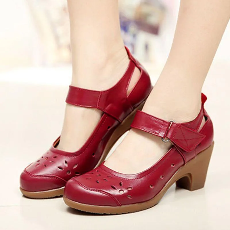 Women's Casual Shoes Leather Pumps Round Toe Shallow Mouth COS0202