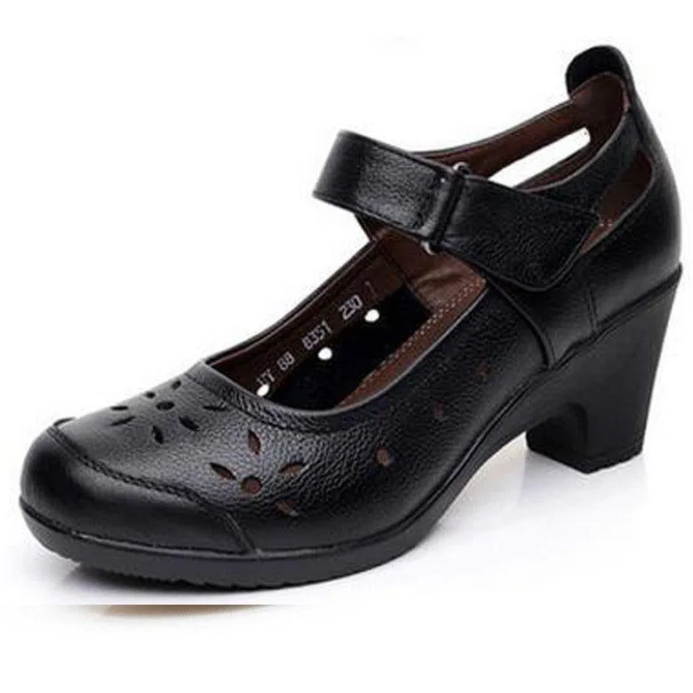 Women's Casual Shoes Leather Pumps Round Toe Shallow Mouth COS0202