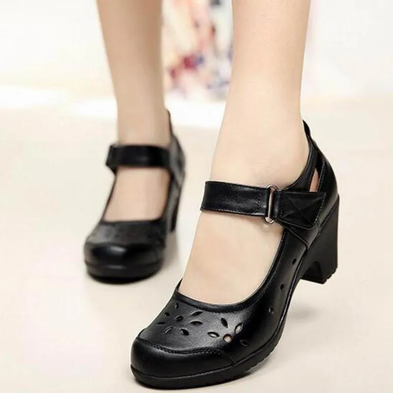 Women's Casual Shoes Leather Pumps Round Toe Shallow Mouth COS0202